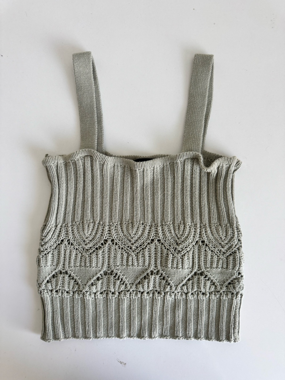 Lulu's Knit Lace-Detail Tote in Light Green